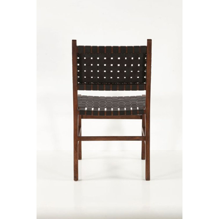 Lattice woven leather on sale dining chair